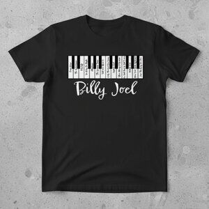 Vintage Billy Joel Piano Keys Graphic T-Shirt – Music Lover Tee, Unisex Black